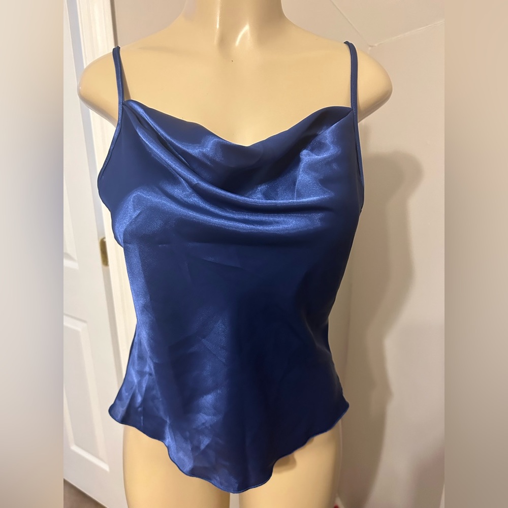 Blue cammie tank satin blouse. Brand new with tags